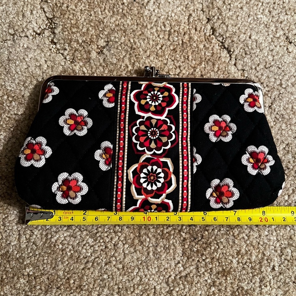 Vera Bradley Black Clutch with Red Floral Design - Picture 4 of 5